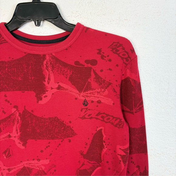 Volcom Rogan Printed Thermal T Shirt Sz. S/P Red - Picture 6 of 13